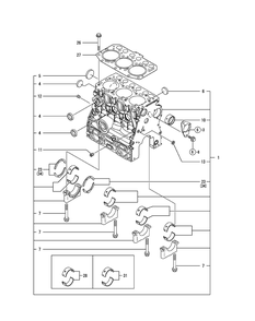 Yanmar Engine - Cylinder Block Diagram and Parts List for 467 4X4-1H013H-1H294H-37BKD010 Cub Cadet Lawn Tractor Accessories
